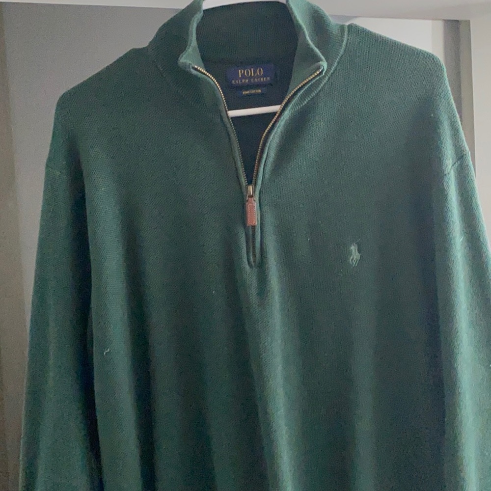 Green 1/4 Zip Polo Sweater